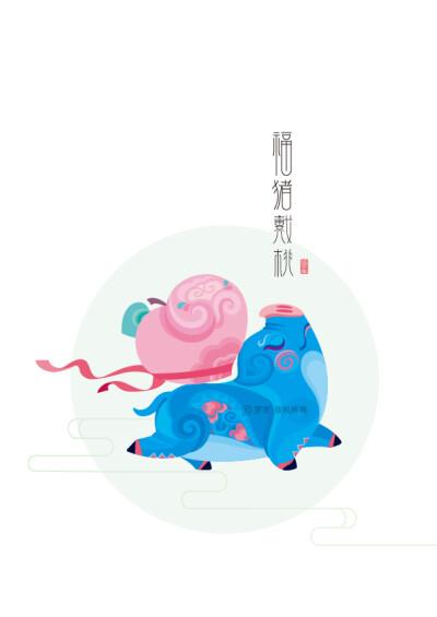 猪年生肖中国风 插画设计, 从事卡通品牌策划设计(卡通品牌设计/图库