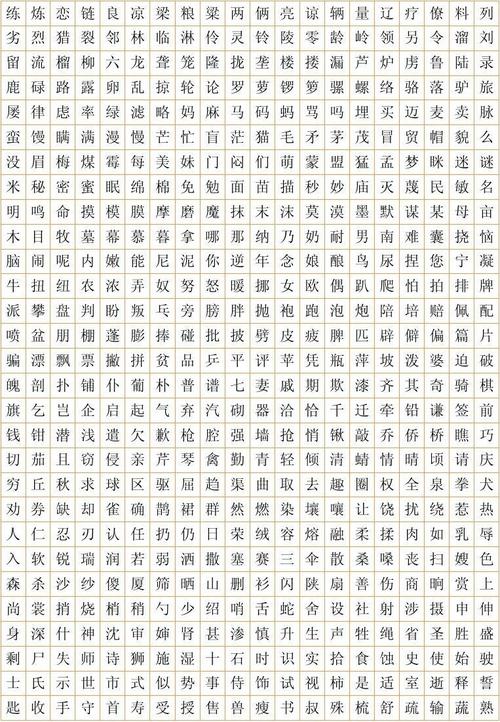 3500个常用汉字简繁及行楷对照表